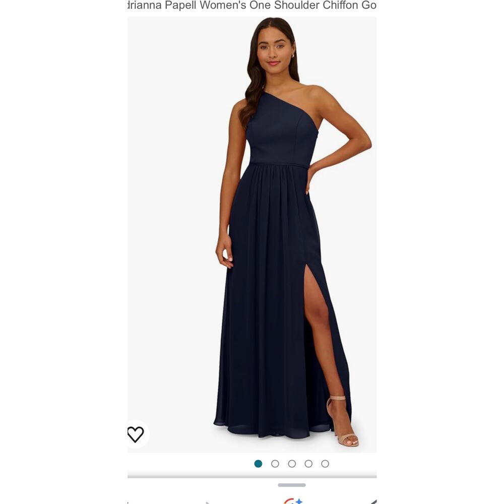 NWOT Adrianna Papell Women's One Shoulder Chiffon Gown SZ 0 - Picture 2 of 6